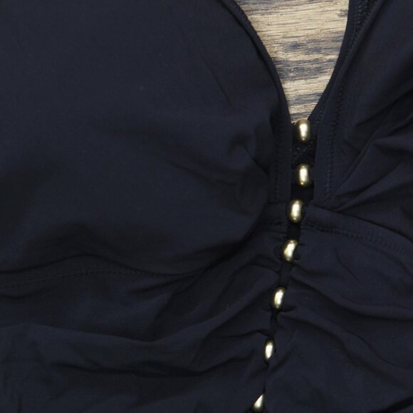 Profile By Gottex Tutti Frutti D Cup V-Neck One Piece Swimsuit Black 14D - Picture 3 of 7